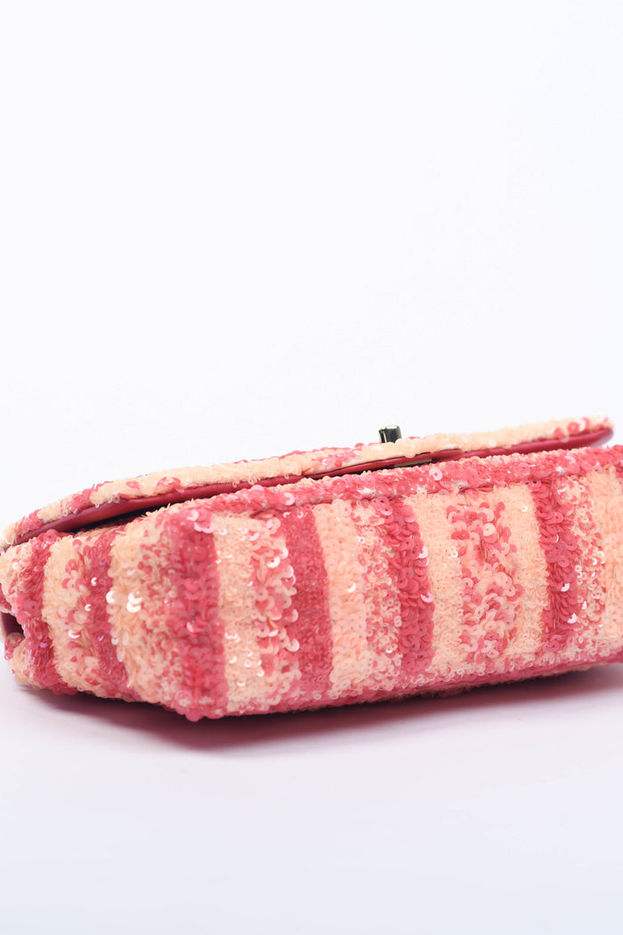 2018 Chanel Pink Sequin Single Flap Shoulder Bag