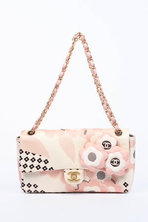 RARE 2000s Chanel Camellia Printed Medium Single Flap Bag