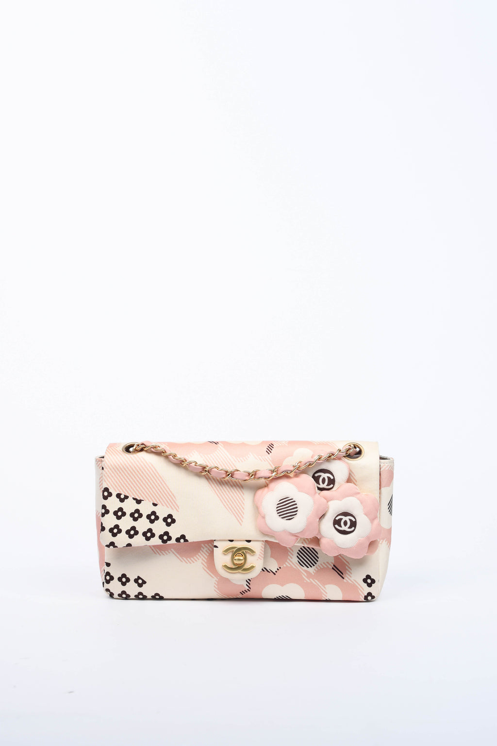 RARE 2000s Chanel Camellia Printed Medium Single Flap Bag