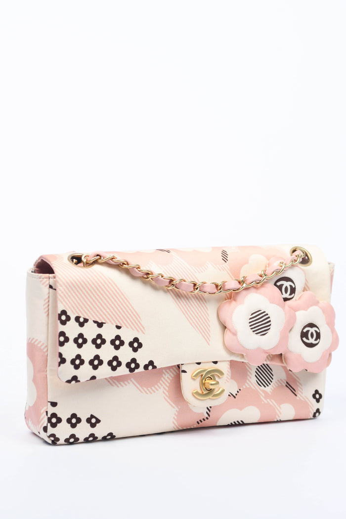RARE 2000s Chanel Camellia Printed Medium Single Flap Bag