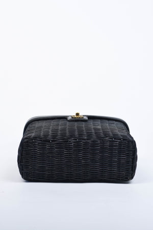 RARE Chanel Black Wicker Basket Top Handle Bag