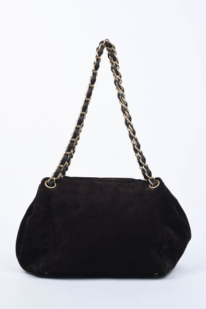 2000s Chanel Brown Suede CC Shoulder Bag