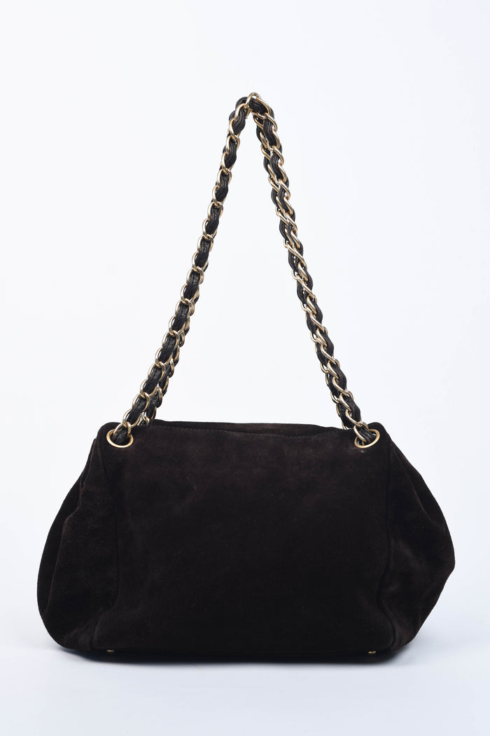 2000s Chanel Brown Suede CC Shoulder Bag