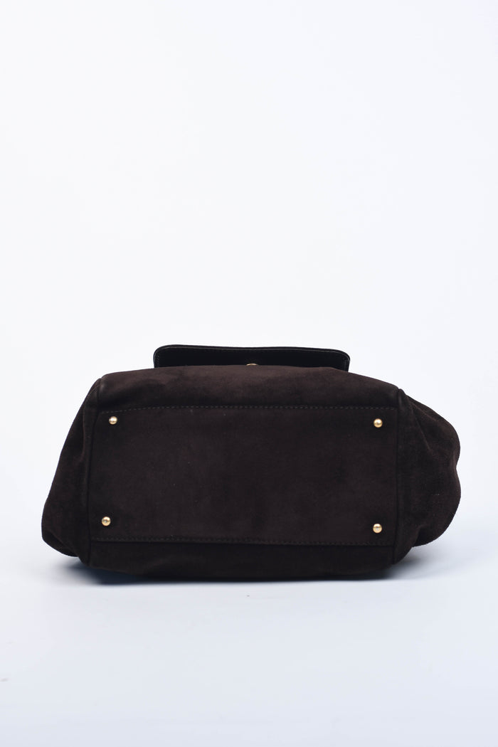 2000s Chanel Brown Suede CC Shoulder Bag