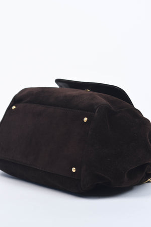 2000s Chanel Brown Suede CC Shoulder Bag