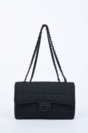 2000s Chanel Black Travel Line Single Flap Shoulder Bag