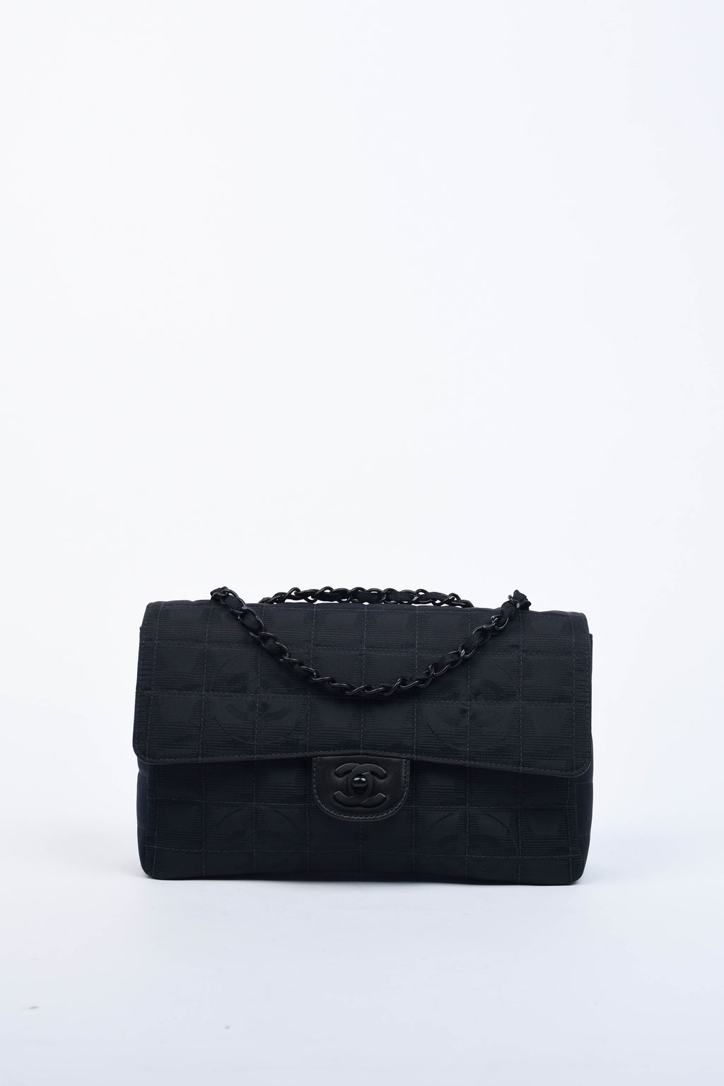 2000s Chanel Black Travel Line Single Flap Shoulder Bag