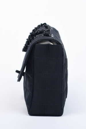 2000s Chanel Black Travel Line Single Flap Shoulder Bag