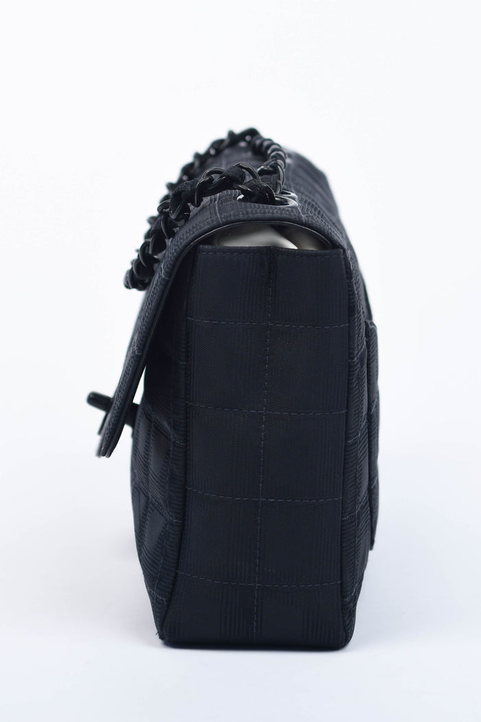 2000s Chanel Black Travel Line Single Flap Shoulder Bag