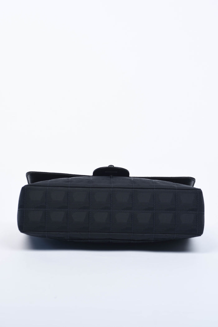2000s Chanel Black Travel Line Single Flap Shoulder Bag