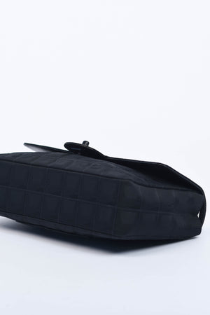 2000s Chanel Black Travel Line Single Flap Shoulder Bag
