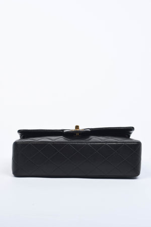 90s Chanel Black Lambskin Medium Classic Double Flap with 24K GHW