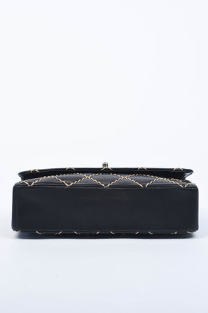 2000s Chanel Black Leather Wild Stitch Shoulder Bag
