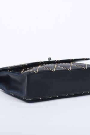 2000s Chanel Black Leather Wild Stitch Shoulder Bag