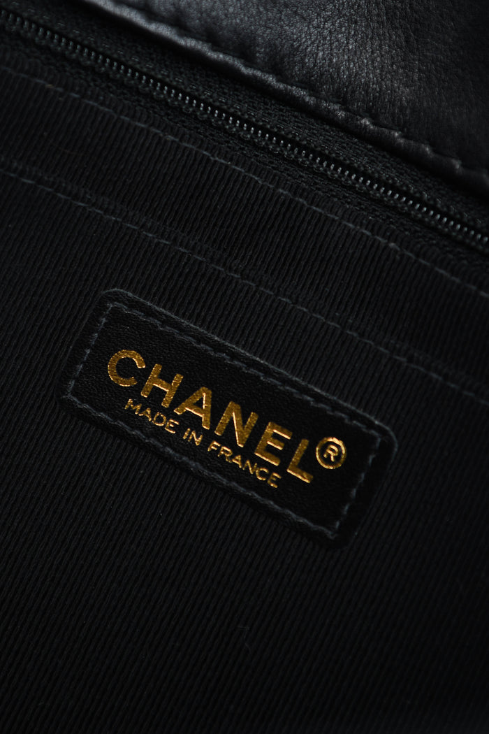 2000s Chanel Black Leather Wild Stitch Shoulder Bag