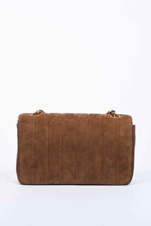 90s Chanel Brown Suede Mademoiselle Small Shoulder Bag