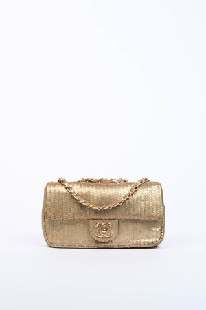 2014 Chanel Gold Metallic Laser Cut Small Shoulder Bag