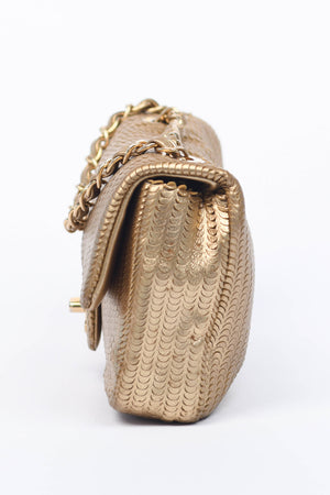 2014 Chanel Gold Metallic Laser Cut Small Shoulder Bag