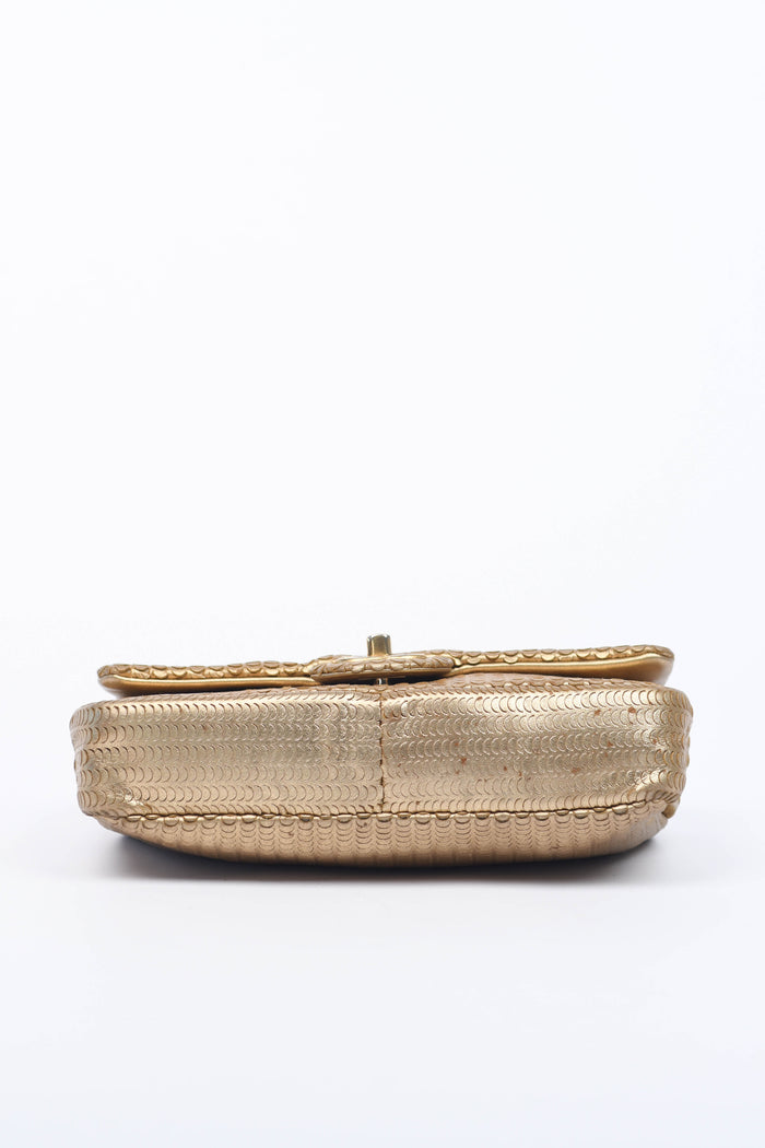 2014 Chanel Gold Metallic Laser Cut Small Shoulder Bag
