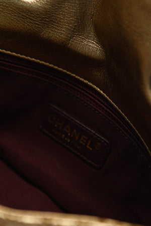 2014 Chanel Gold Metallic Laser Cut Small Shoulder Bag
