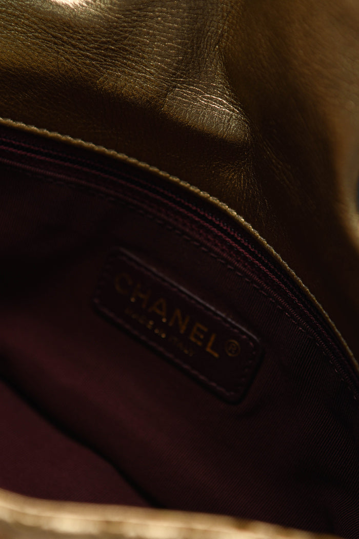 2014 Chanel Gold Metallic Laser Cut Small Shoulder Bag