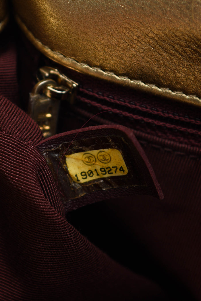 2014 Chanel Gold Metallic Laser Cut Small Shoulder Bag
