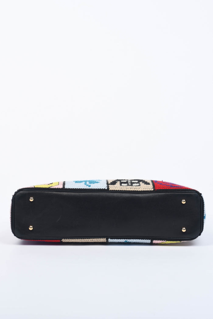 2000s Chanel Embroidered Multicolour Icon Shoulder Bag