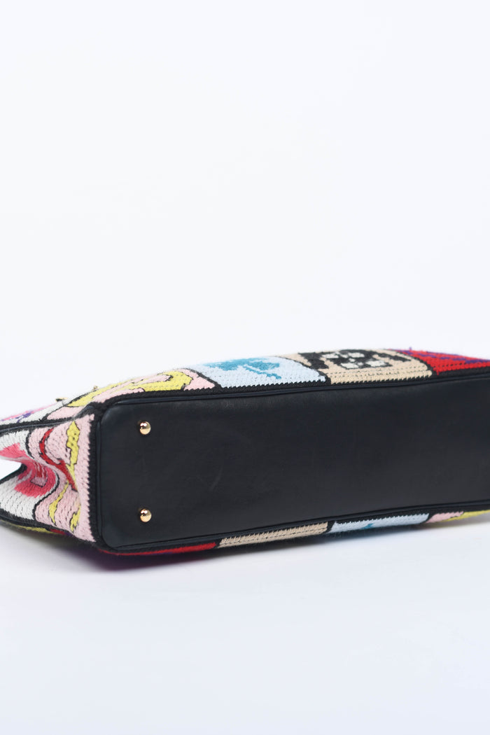 2000s Chanel Embroidered Multicolour Icon Shoulder Bag
