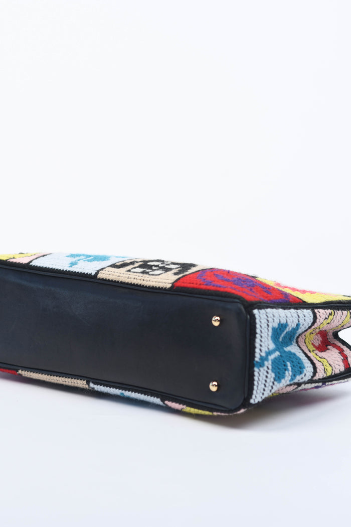 2000s Chanel Embroidered Multicolour Icon Shoulder Bag