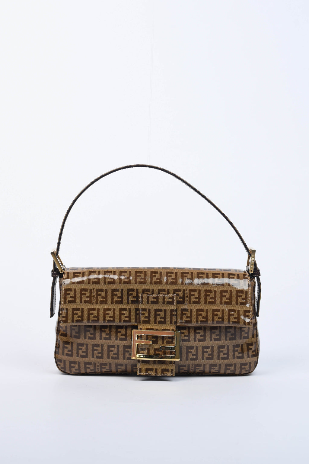 2000s Fendi PVC Zucchino Baguette Shoulder Bag