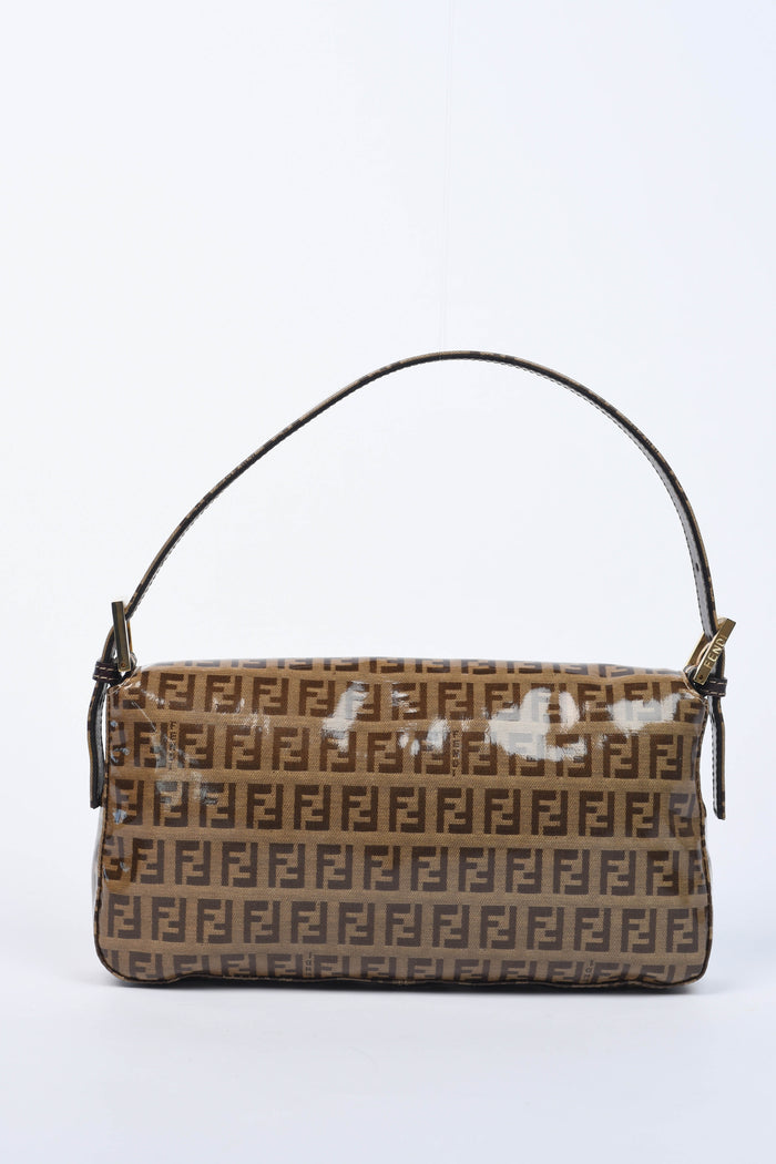 2000s Fendi PVC Zucchino Baguette Shoulder Bag