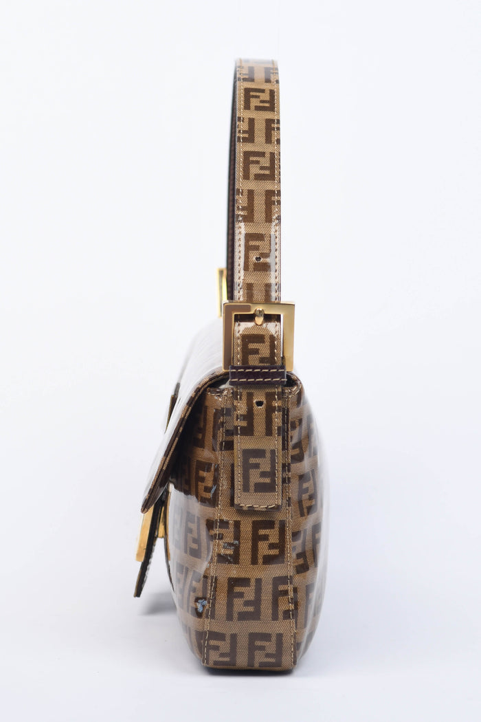 2000s Fendi PVC Zucchino Baguette Shoulder Bag