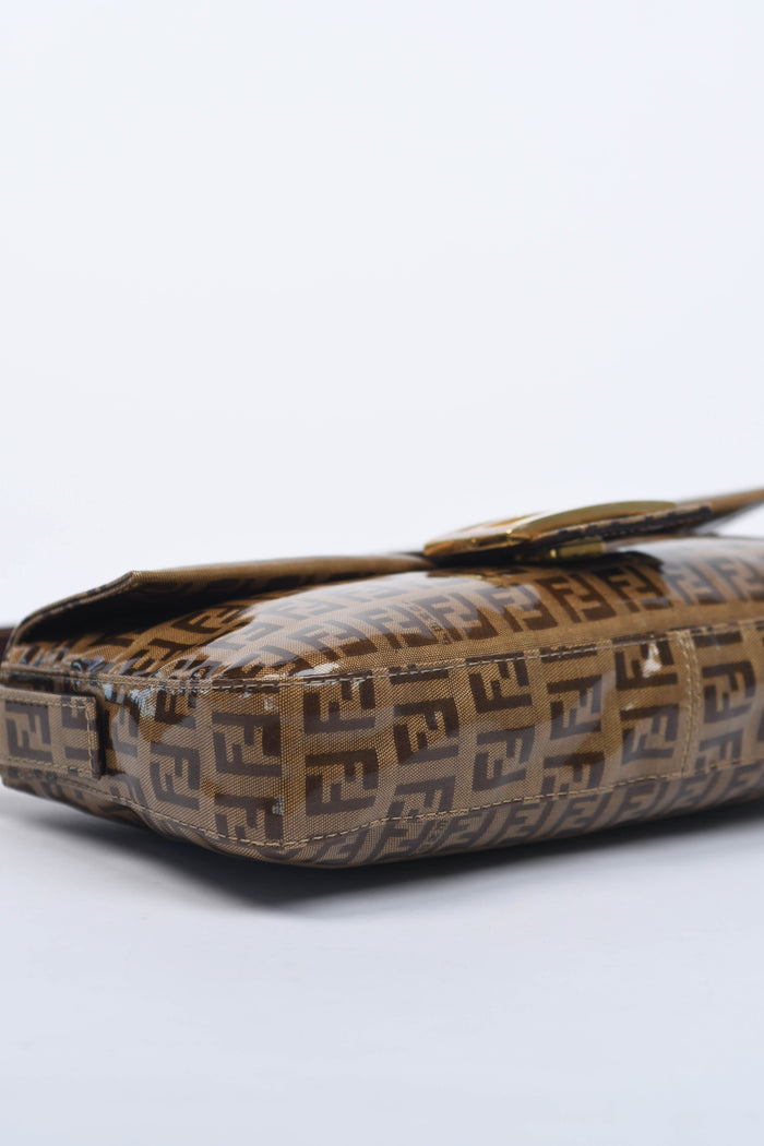 2000s Fendi PVC Zucchino Baguette Shoulder Bag