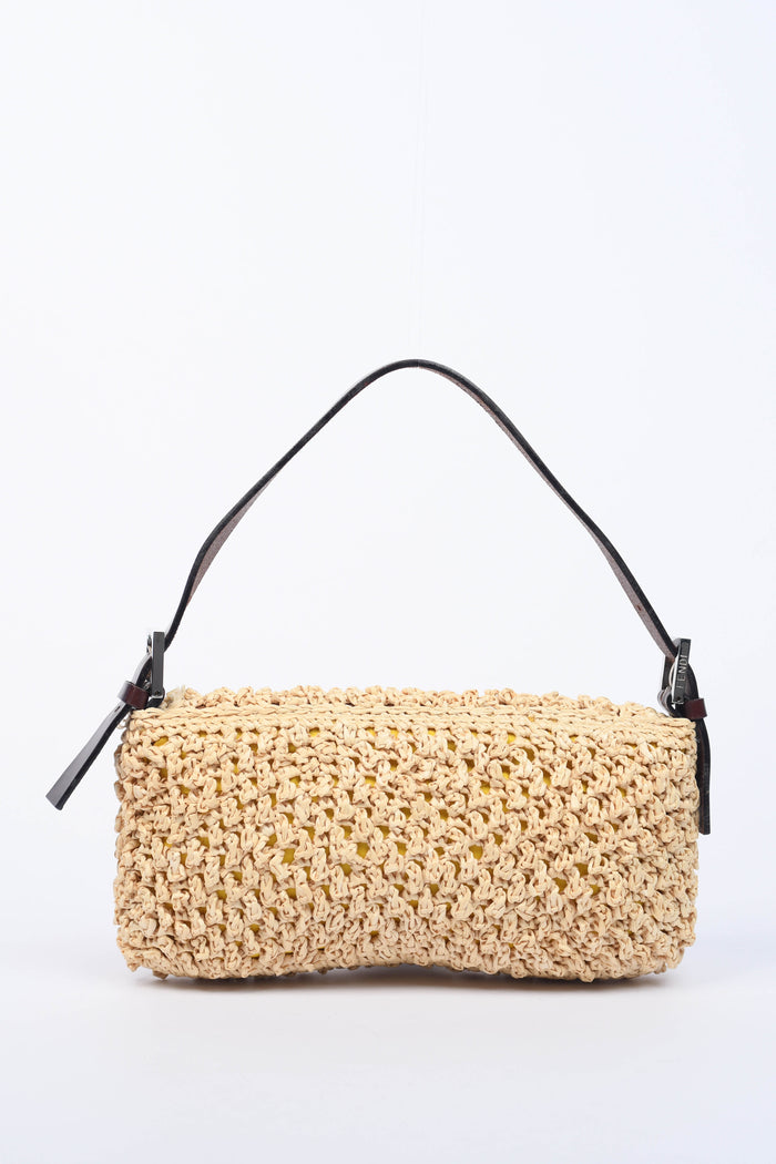 SUPER RARE Vintage Fendi Raffia Baguette Shoulder Bag