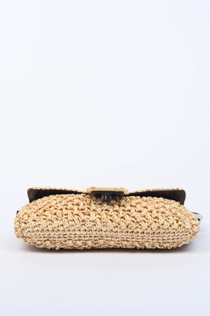 SUPER RARE Vintage Fendi Raffia Baguette Shoulder Bag