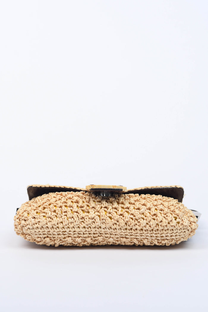 SUPER RARE Vintage Fendi Raffia Baguette Shoulder Bag