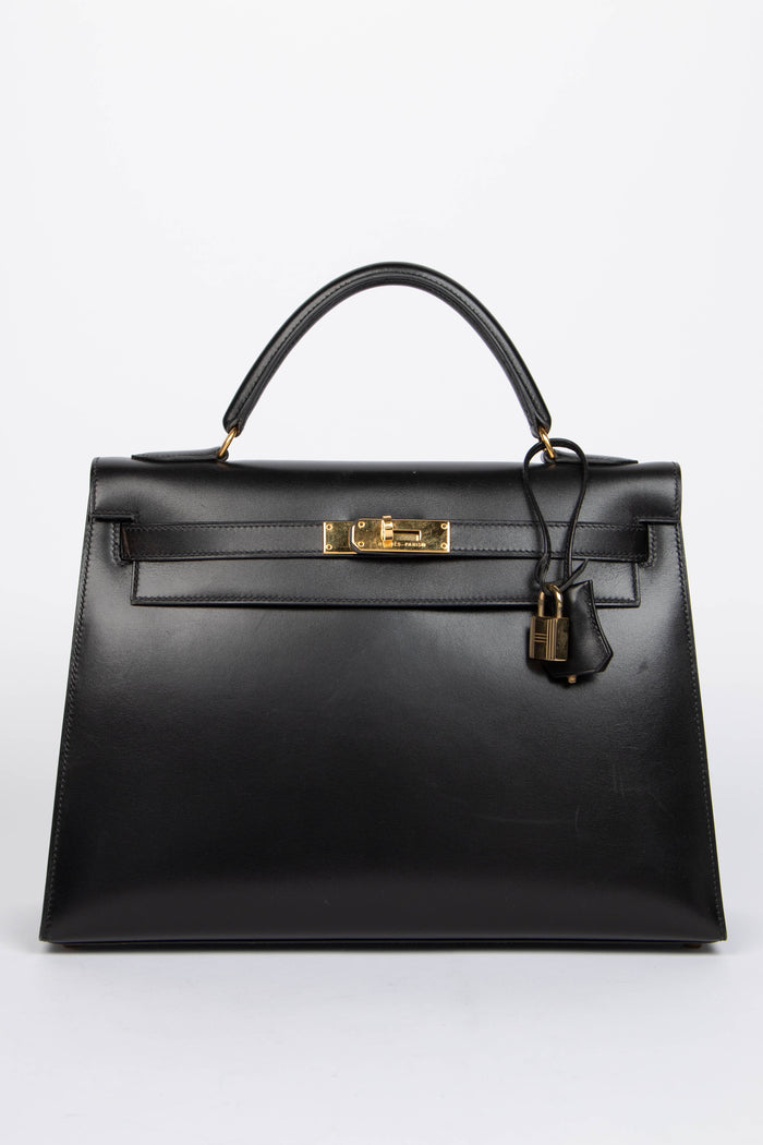 1994 Hermès Kelly 32cm Sellier in Black Box Calf Leather with GHW