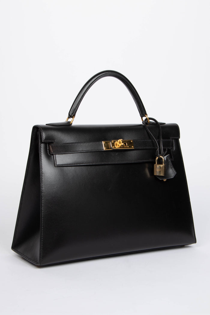 1994 Hermès Kelly 32cm Sellier in Black Box Calf Leather with GHW