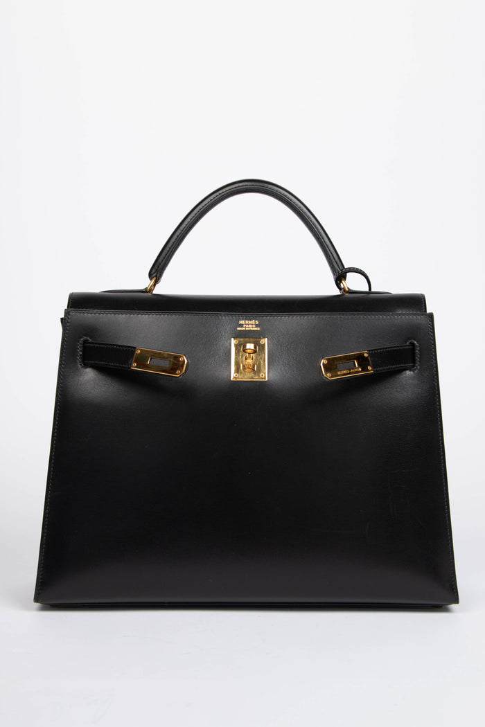 1994 Hermès Kelly 32cm Sellier in Black Box Calf Leather with GHW