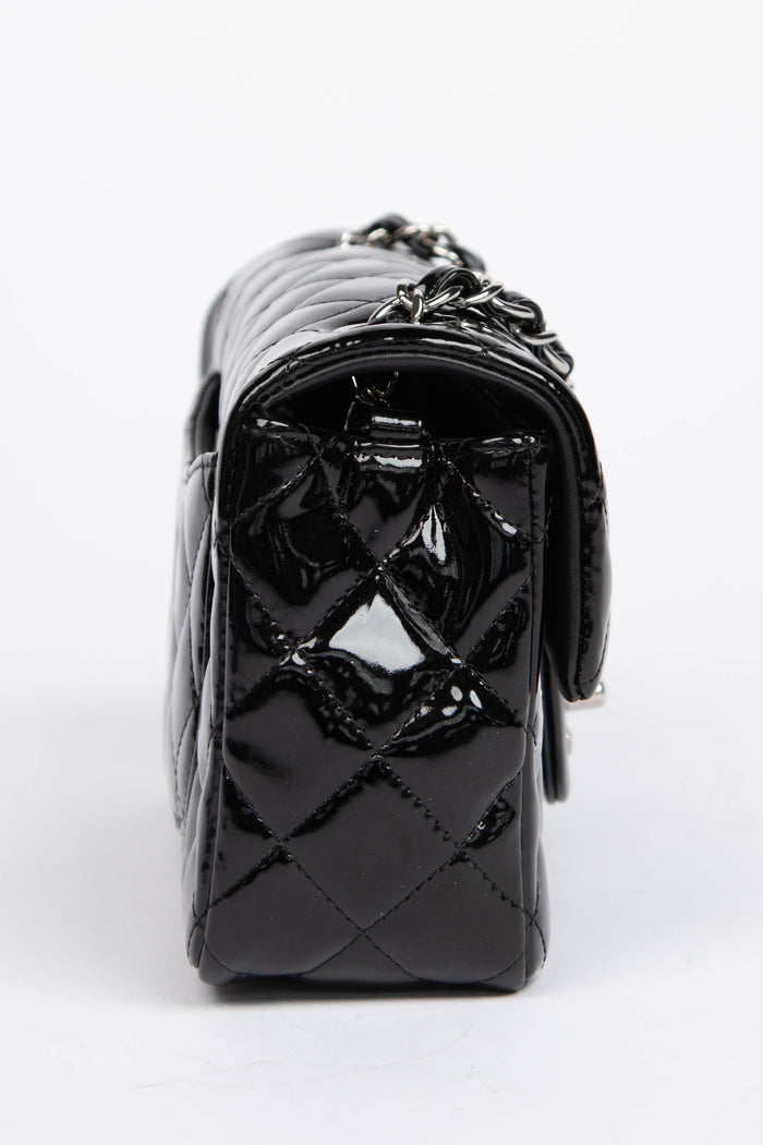 2010s Chanel Black Patent Leather Mini Rectangular Single Flap Bag