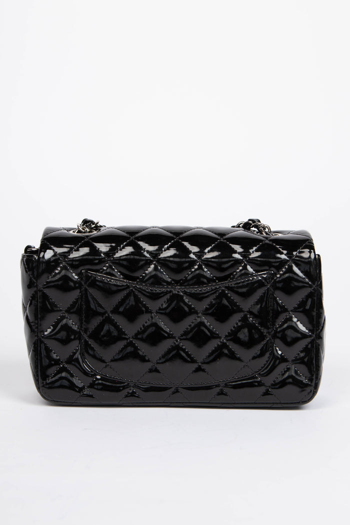 2010s Chanel Black Patent Leather Mini Rectangular Single Flap Bag
