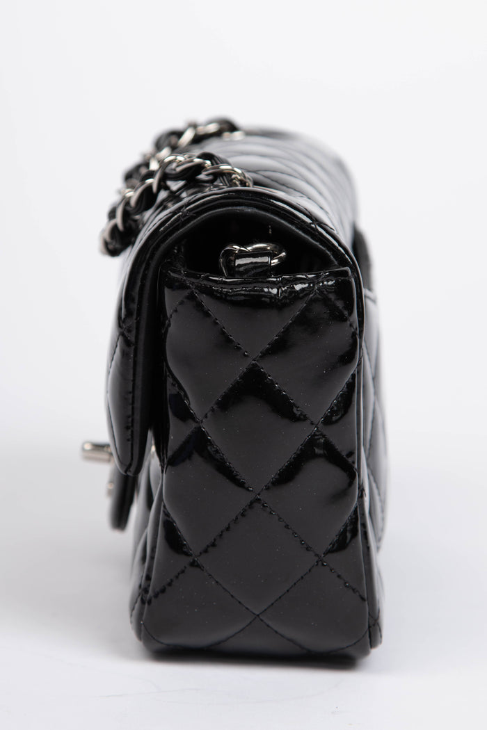 2010s Chanel Black Patent Leather Mini Rectangular Single Flap Bag