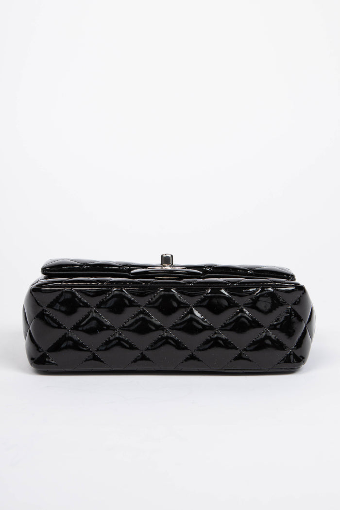 2010s Chanel Black Patent Leather Mini Rectangular Single Flap Bag
