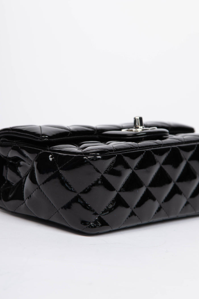2010s Chanel Black Patent Leather Mini Rectangular Single Flap Bag
