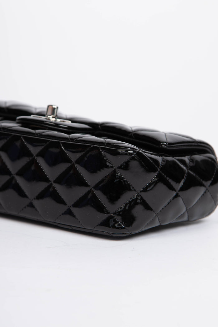 2010s Chanel Black Patent Leather Mini Rectangular Single Flap Bag
