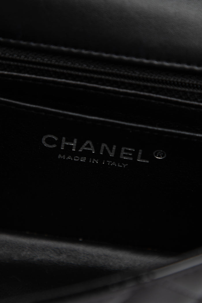 2010s Chanel Black Patent Leather Mini Rectangular Single Flap Bag