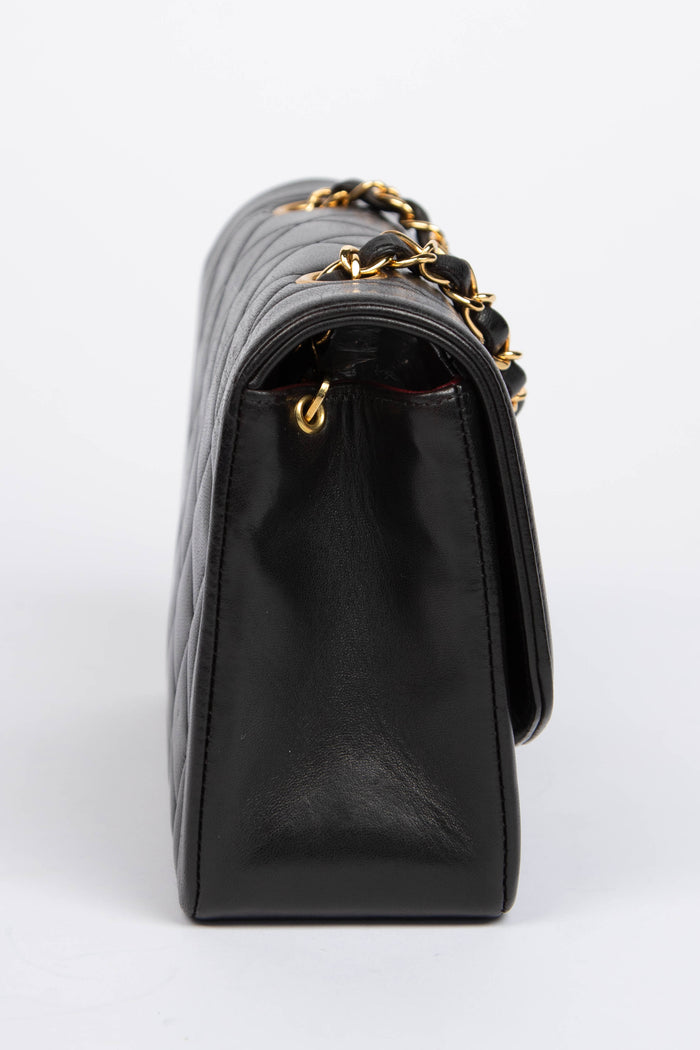 90s Chanel Black Lambskin Diana Single Flap Bag