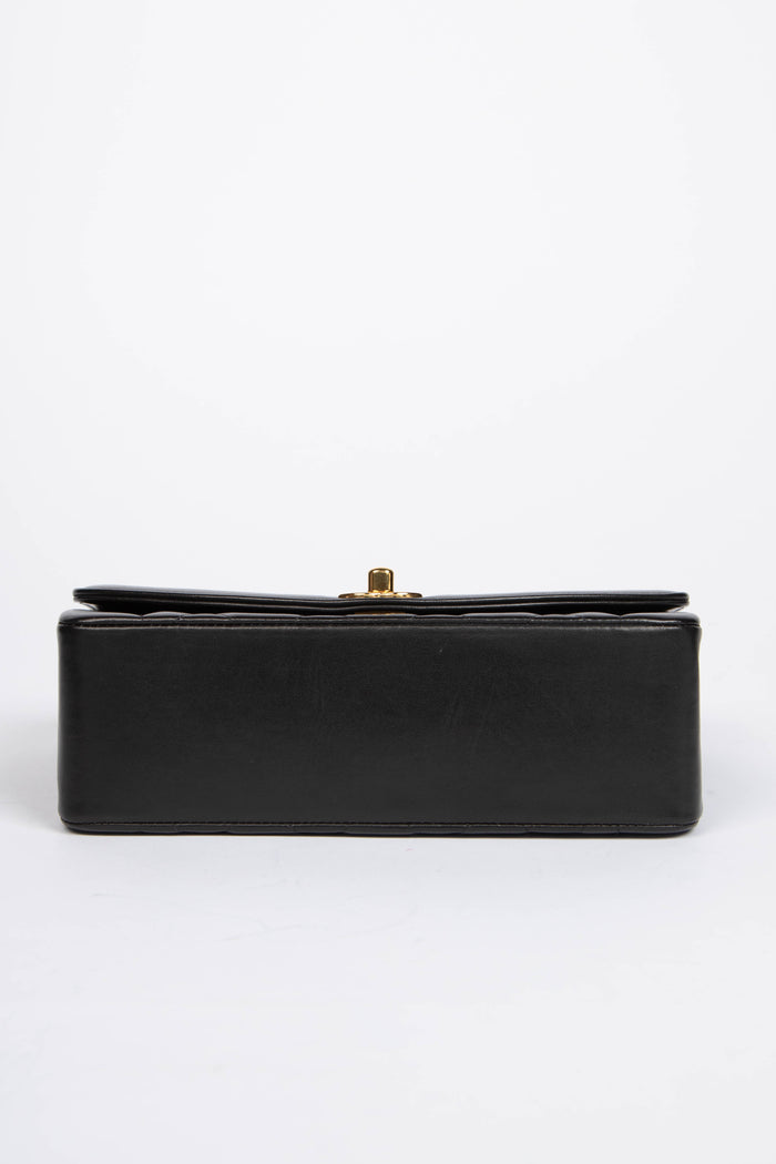 90s Chanel Black Lambskin Diana Single Flap Bag