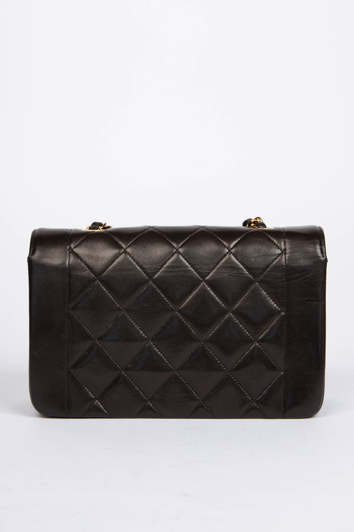 Chanel Espresso Black Lambskin Small Diana Shoulder Bag