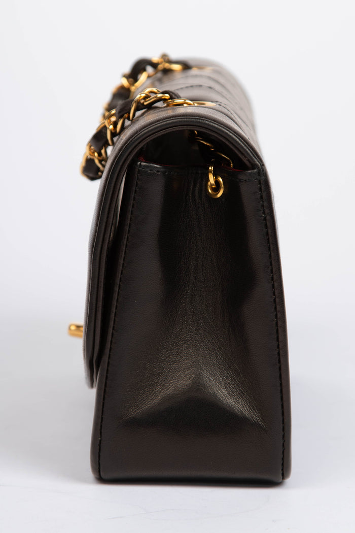 Chanel Espresso Black Lambskin Small Diana Shoulder Bag
